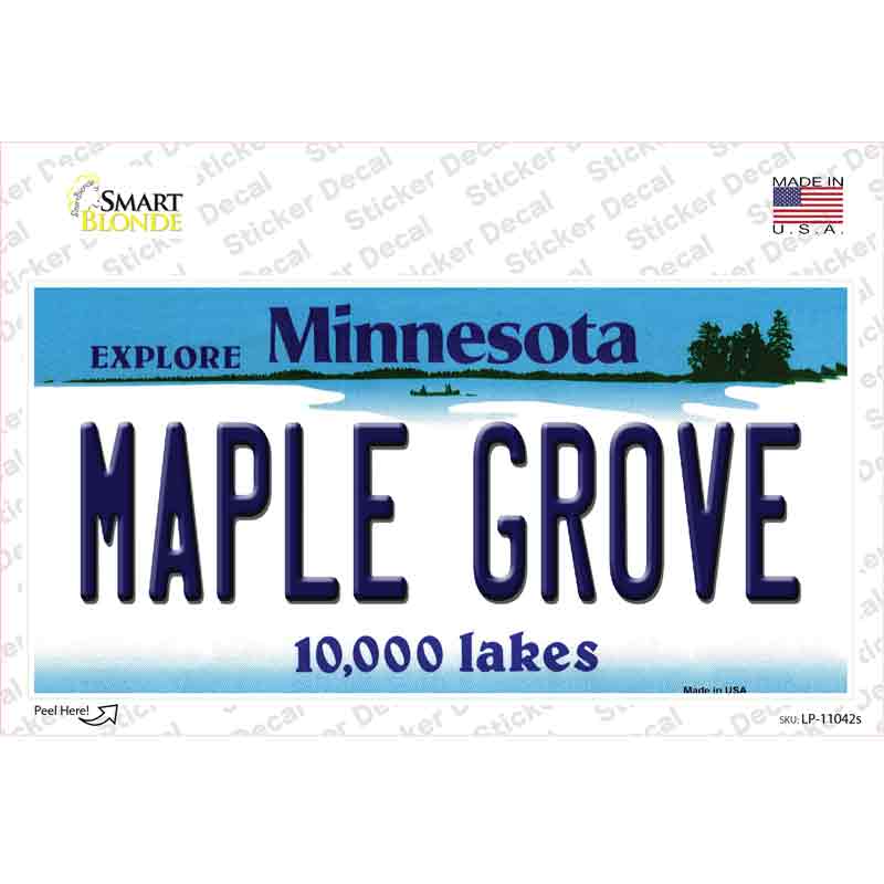 LP-11042s-M Maple Grove Minnesota State Novelty Sticker Decal, Medium