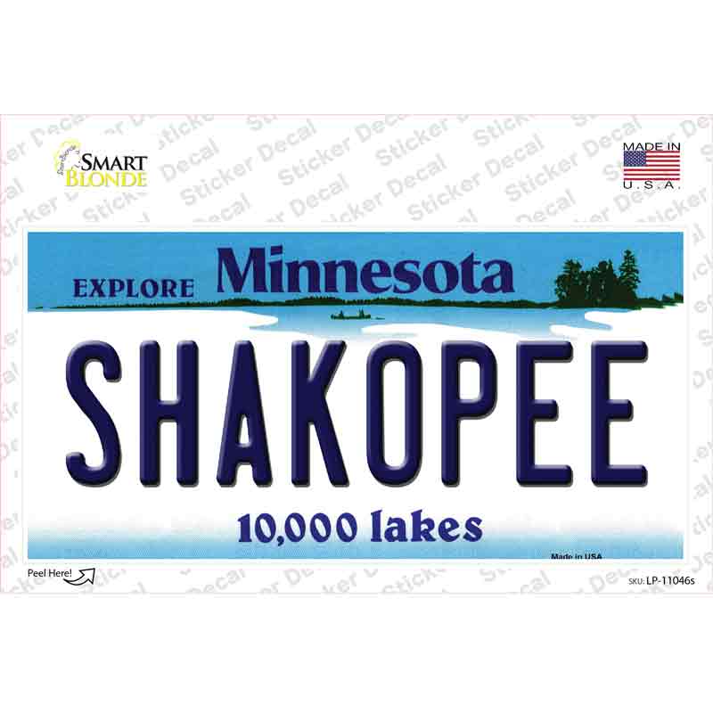 LP-11046s-M Shakopee Minnesota State Novelty Sticker Decal, Medium