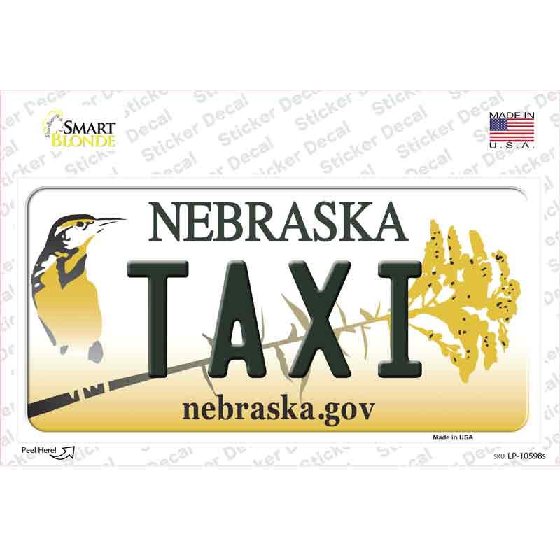 LP-10598s-M Taxi Nebraska Novelty Sticker Decal, Medium