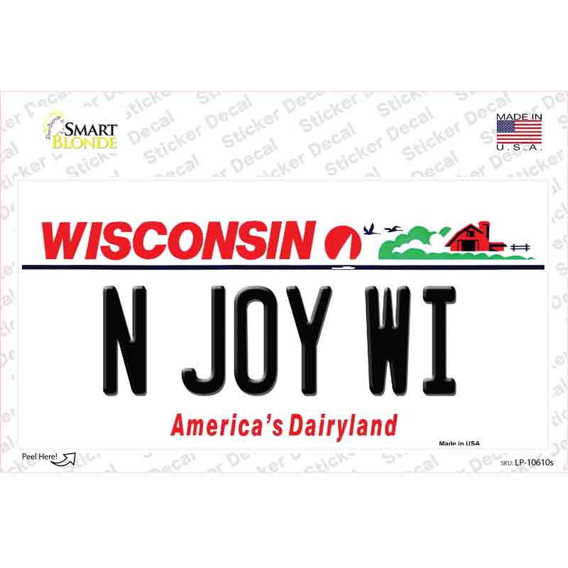 LP-10610s-M N Joy WI Wisconsin Novelty Sticker Decal, Medium