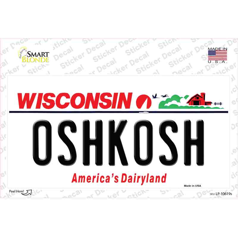 LP-10619s-M Oshkosh Wisconsin Novelty Sticker Decal, Medium