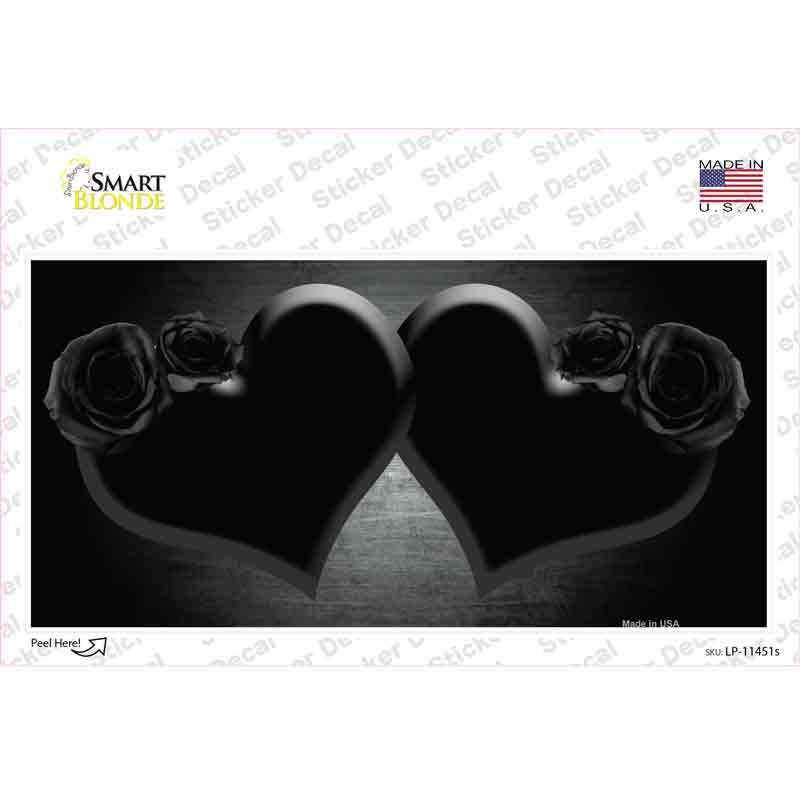 LP-11451s-M Hearts Over Roses in Black Novelty Sticker Decal, Medium