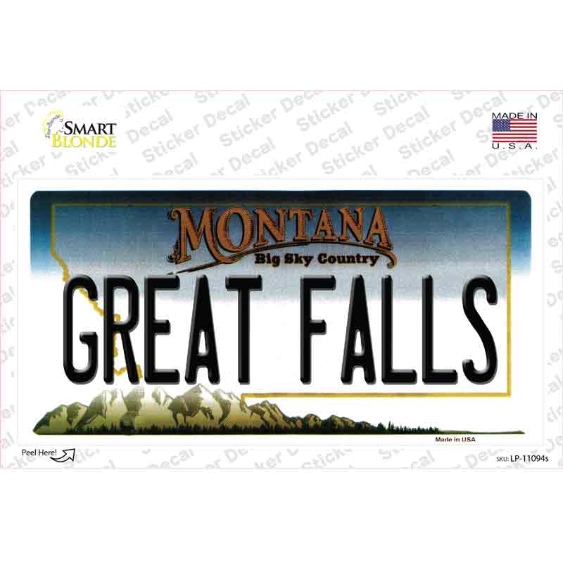 LP-11094s-M Great Falls Montana State Novelty Sticker Decal, Medium