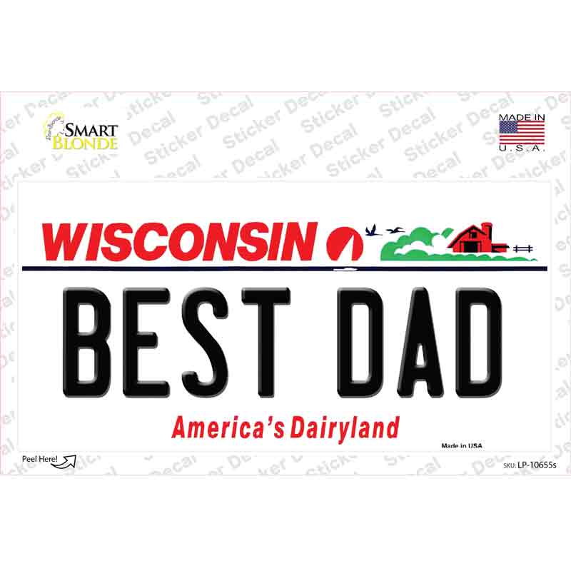 LP-10655s-M Best Dad Wisconsin Novelty Sticker Decal, Medium