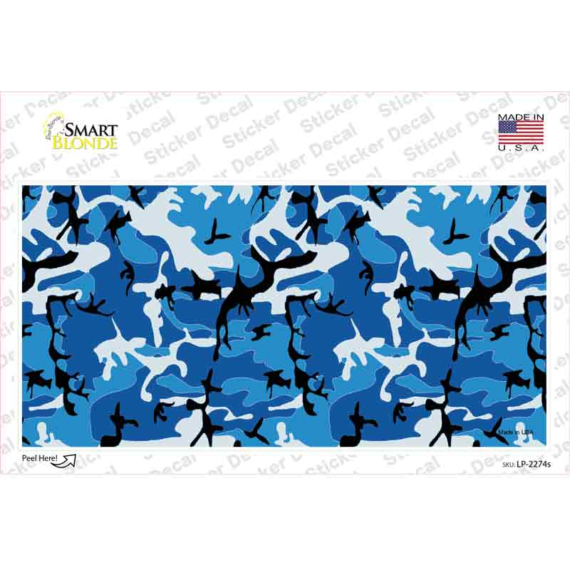 LP-2274s-M Blue Camouflage Novelty Sticker Decal, Medium