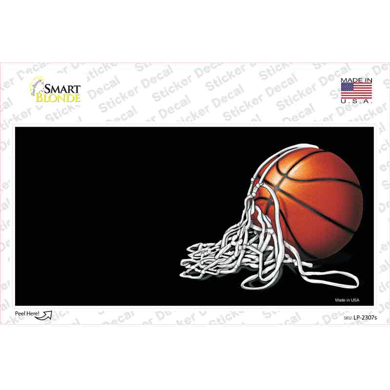 LP-2307s-M Basketball with Net Offset Novelty Sticker Decal, Medium
