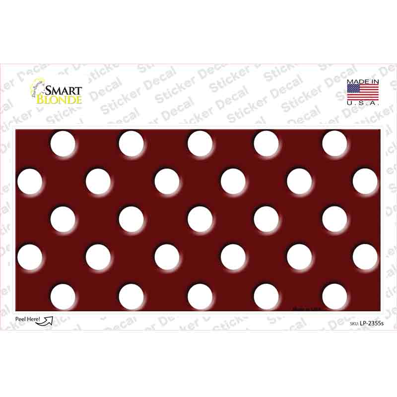 LP-2355s-M White Polka Dots Burgundy Novelty Sticker Decal, Medium
