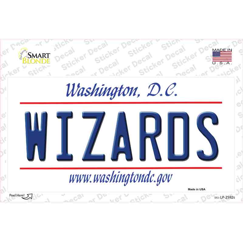 LP-2592s-M Wizards Washington DC State Novelty Sticker Decal, Medium