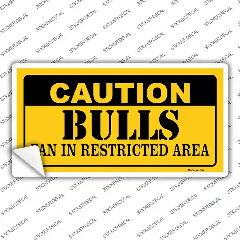 LP-2596s-S Caution Bulls Fan Novelty Sticker Decal, Small
