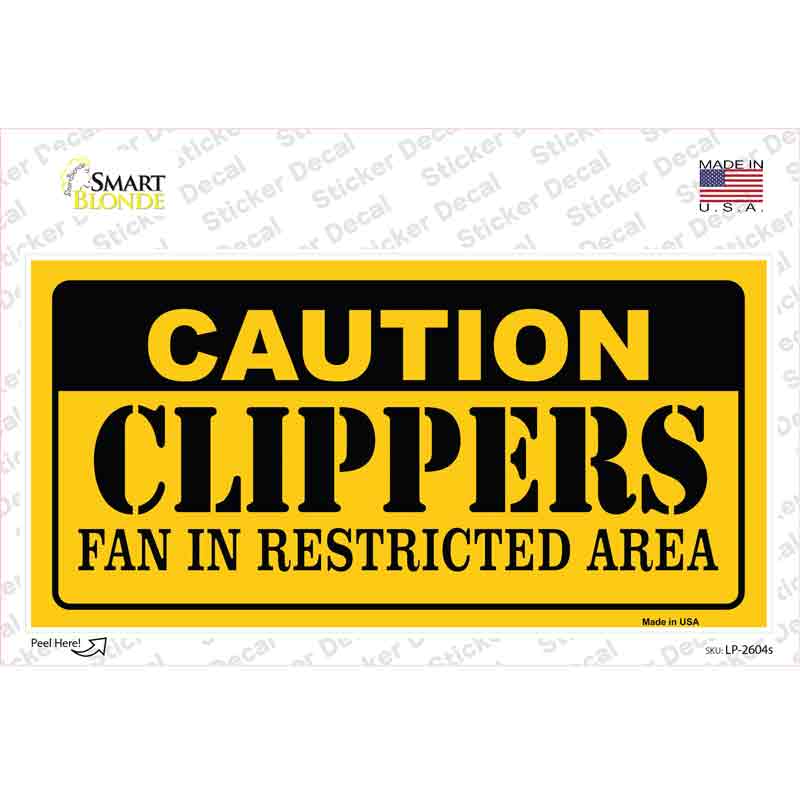 LP-2604s-M Caution Clippers Fan Novelty Sticker Decal, Medium
