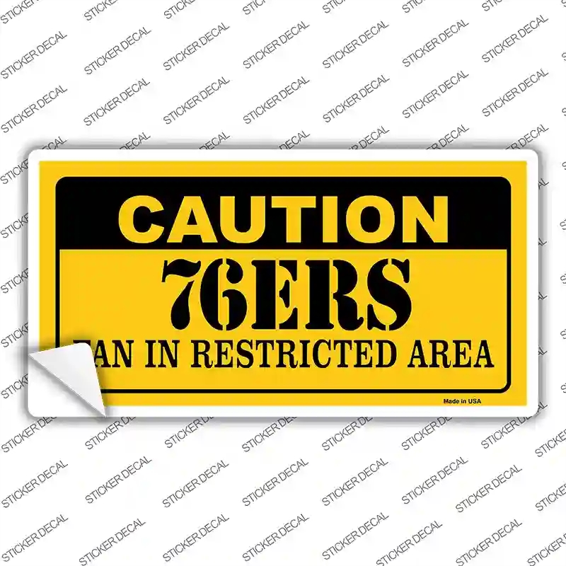 LP-2615s-XL Caution 76ers Fan Novelty Sticker Decal, Extra Large