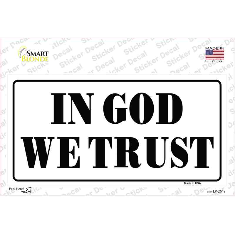 LP-261s-M In God We Trust White Novelty Sticker Decal, Medium