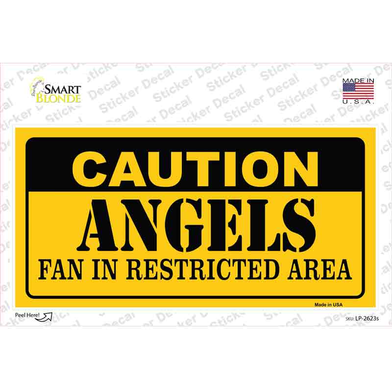 LP-2623s-M Caution Angels Fan Novelty Sticker Decal, Medium