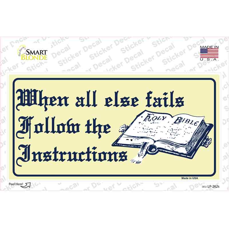 LP-262s-M Follow Instructions Novelty Sticker Decal, Medium