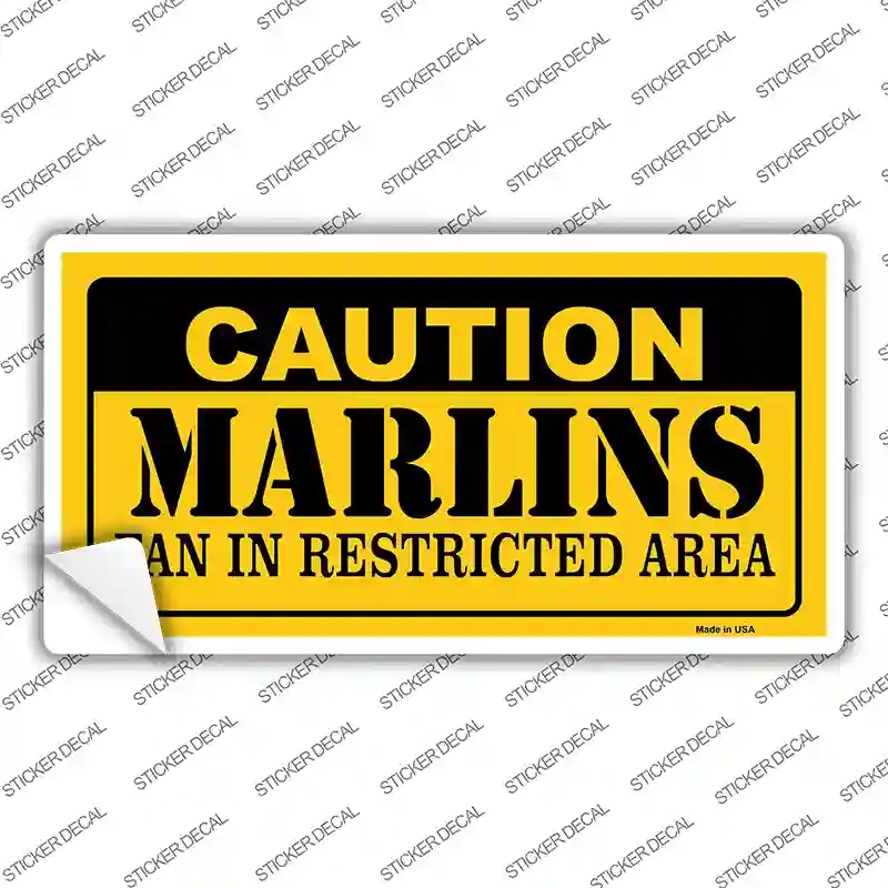 LP-2634s-L Caution Marlins Fan Novelty Sticker Decal, Large