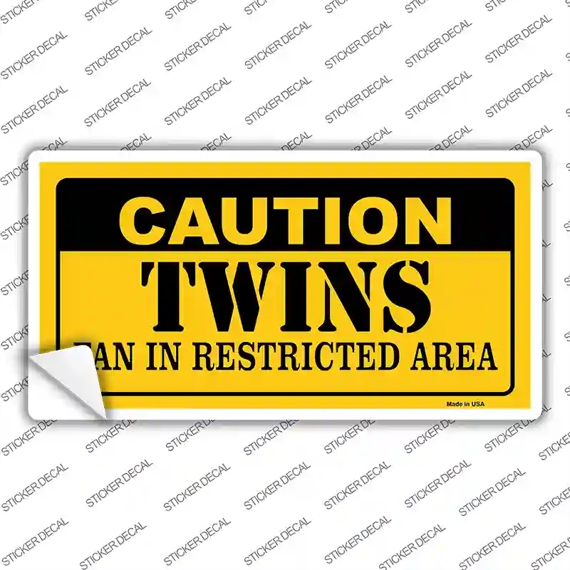 LP-2639s-L Caution Twins Fan Novelty Sticker Decal, Large