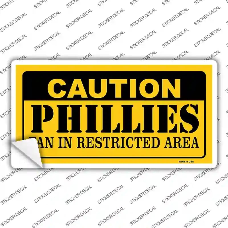 LP-2643s-S Caution Phillies Fan Novelty Sticker Decal, Small