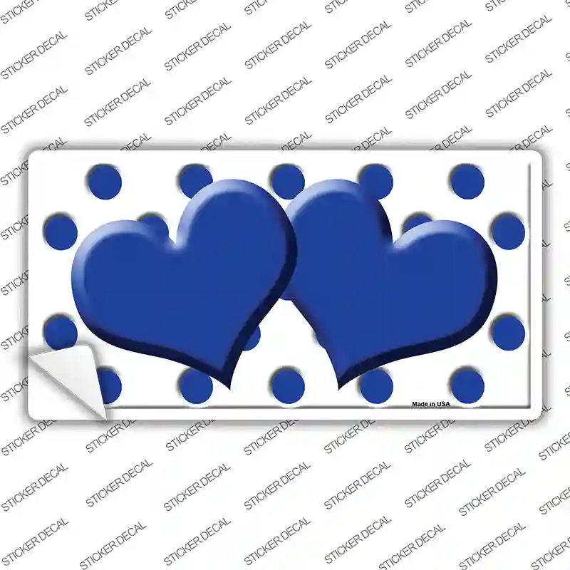 LP-4242s-XL Blue White Polka Dot Centered Hearts Novelty Sticker Decal, Extra Large