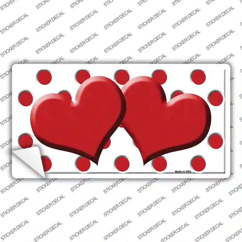 LP-4245s-L Red White Polka Dot Centered Hearts Novelty Sticker Decal, Large
