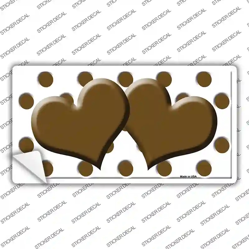 LP-4248s-XL Brown White Polka Dot with Centered Hearts Novelty Sticker Decal, Extra Large