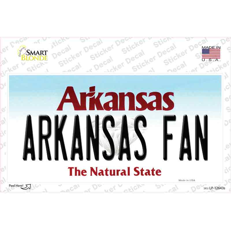 LP-12643s-M Arkansas Fan Novelty Sticker Decal, Medium