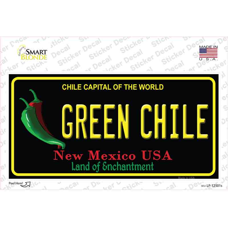 LP-12501s-M Green Chile   Mexico Black Novelty Sticker Decal, Medium