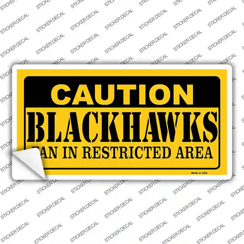 LP-2671s-L Caution Blackhawks Novelty Sticker Decal, Large