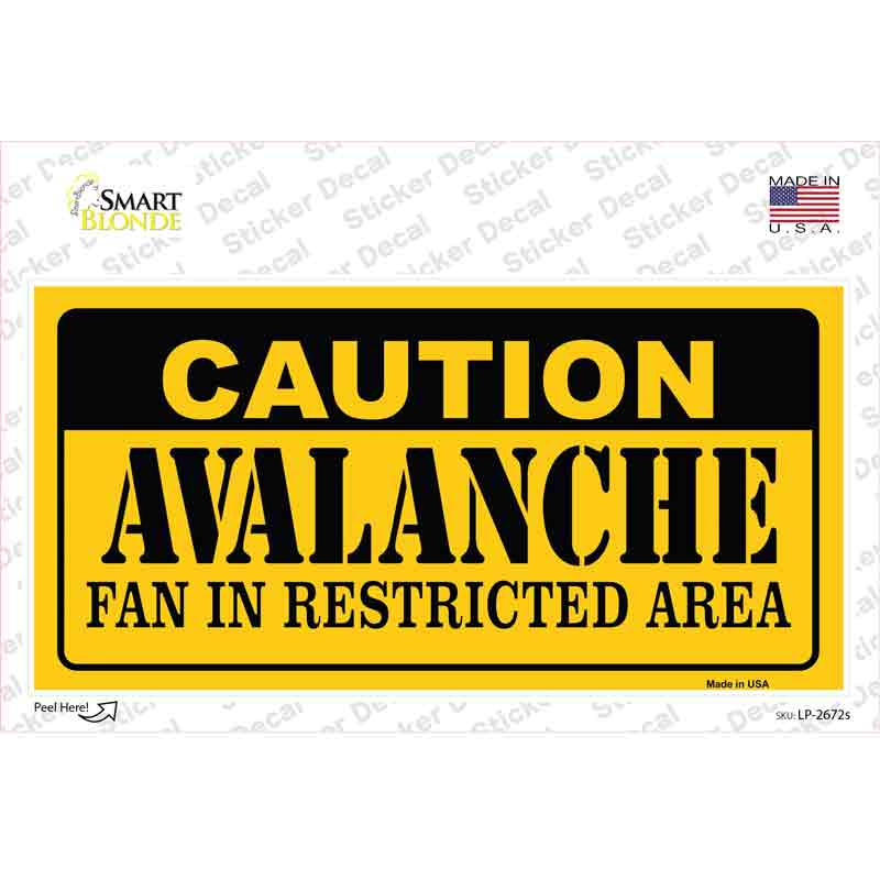 LP-2672s-M Caution Avalanche Novelty Sticker Decal, Medium