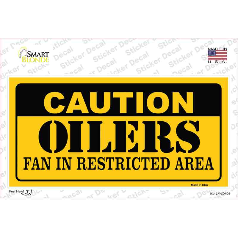 LP-2676s-M Caution Oilers Novelty Sticker Decal, Medium