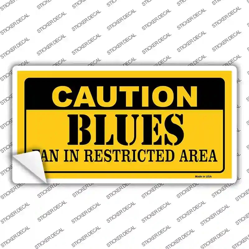 LP-2682s-L Caution Blues Novelty Sticker Decal, Large