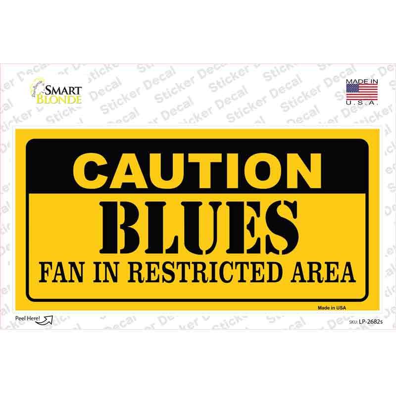 LP-2682s-M Caution Blues Novelty Sticker Decal, Medium