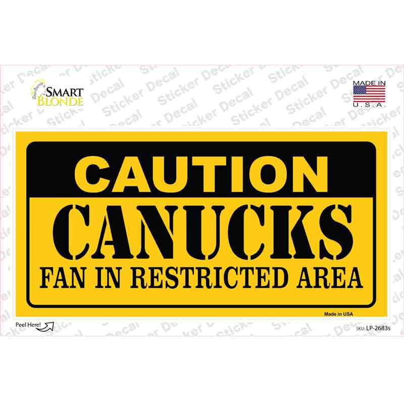 LP-2683s-M Caution Canucks Novelty Sticker Decal, Medium