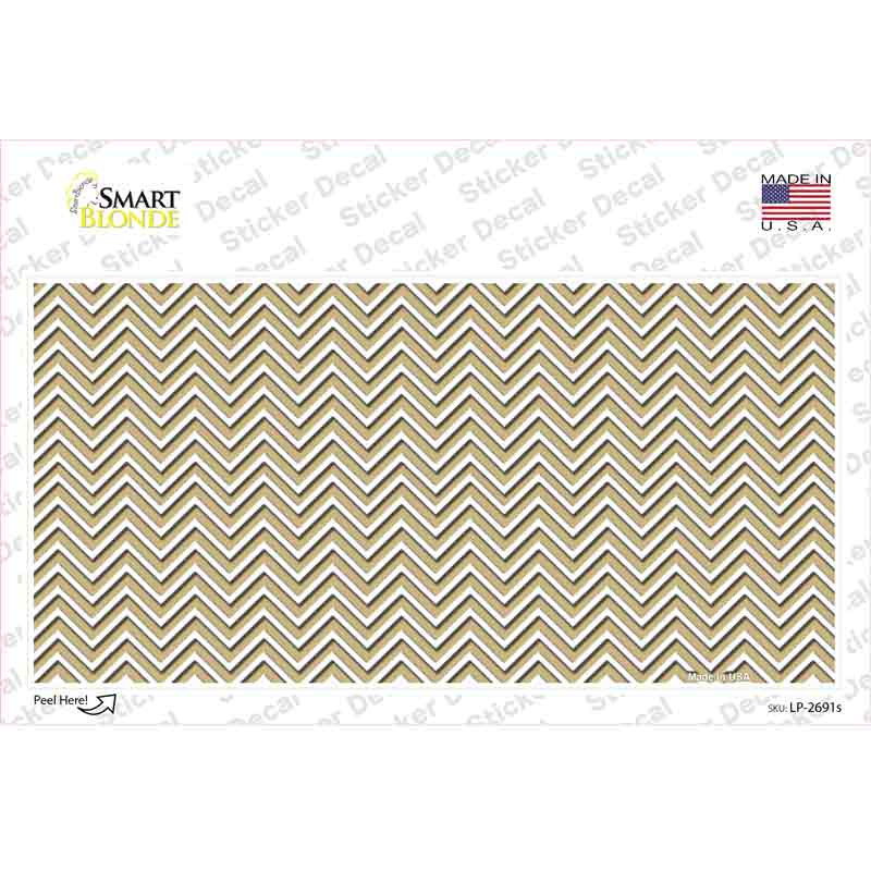 LP-2691s-M Gold White Chevron Novelty Sticker Decal, Medium