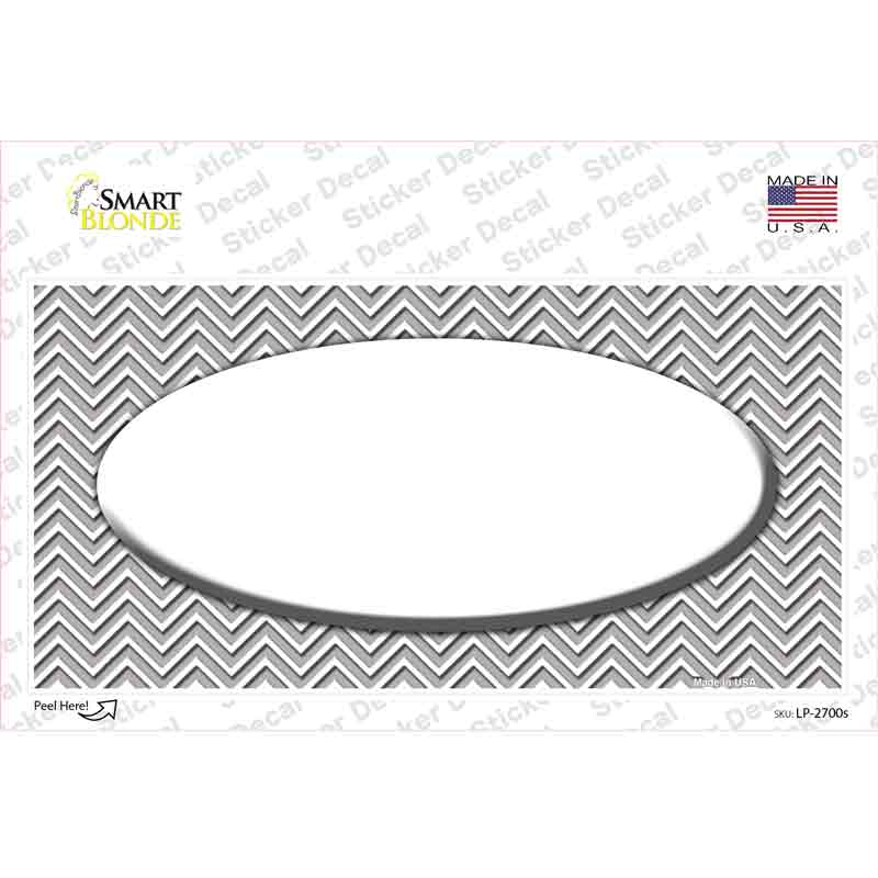 LP-2700s-M Gray White Chevon White Oval Novelty Sticker Decal, Medium