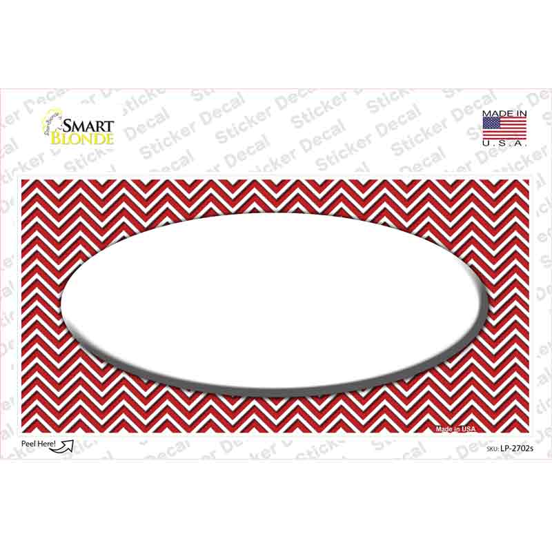 LP-2702s-M Red White Chevon Center Oval Novelty Sticker Decal, Medium
