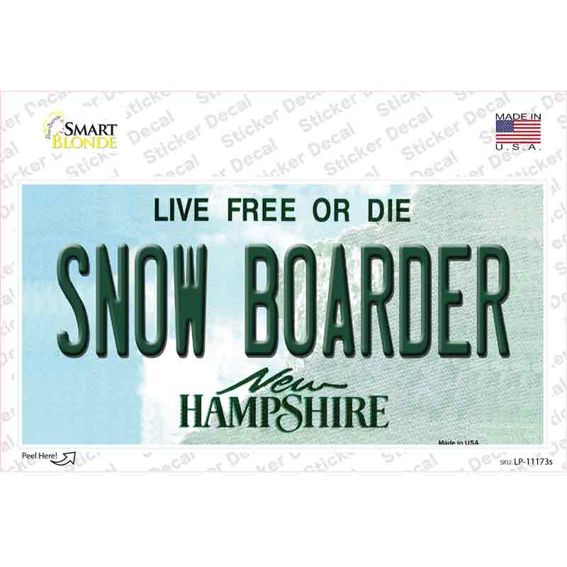 LP-11173s-M Snow Boarder   Hampshire State Novelty Sticker Decal, Medium