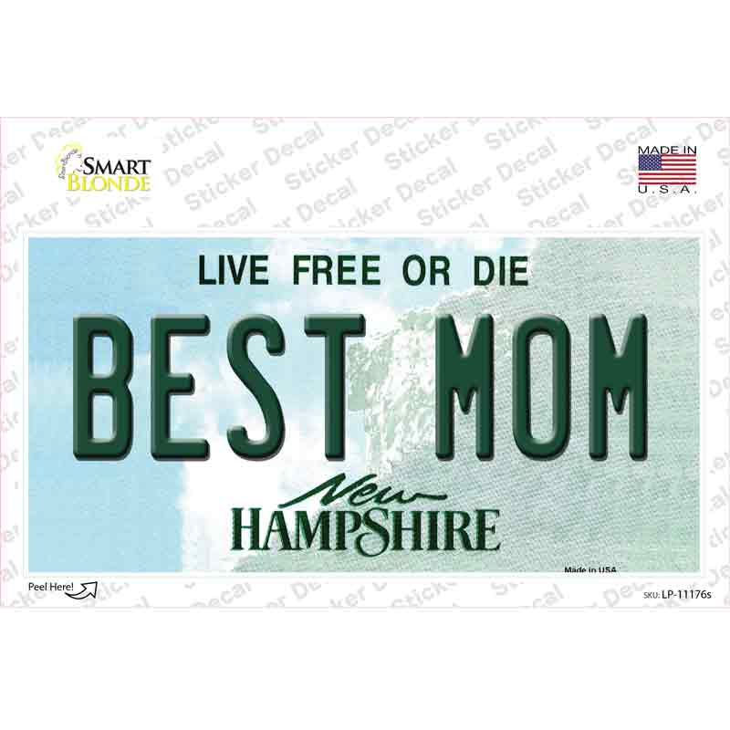 LP-11176s-M Best Mom   Hampshire State Novelty Sticker Decal, Medium