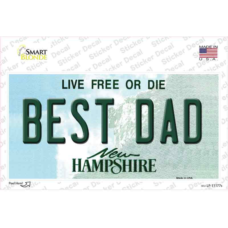LP-11177s-M Best Dad   Hampshire State Novelty Sticker Decal, Medium