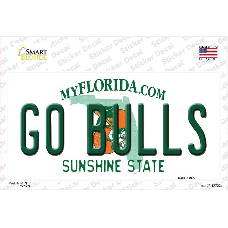 LP-12722s-M Go Bulls Florida Novelty Sticker Decal, Medium