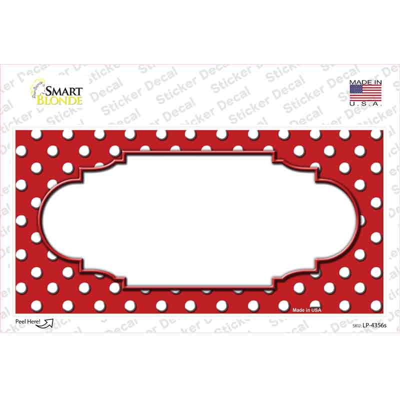 LP-4356s-M Scallop Red White Polka Dot Novelty Sticker Decal, Medium