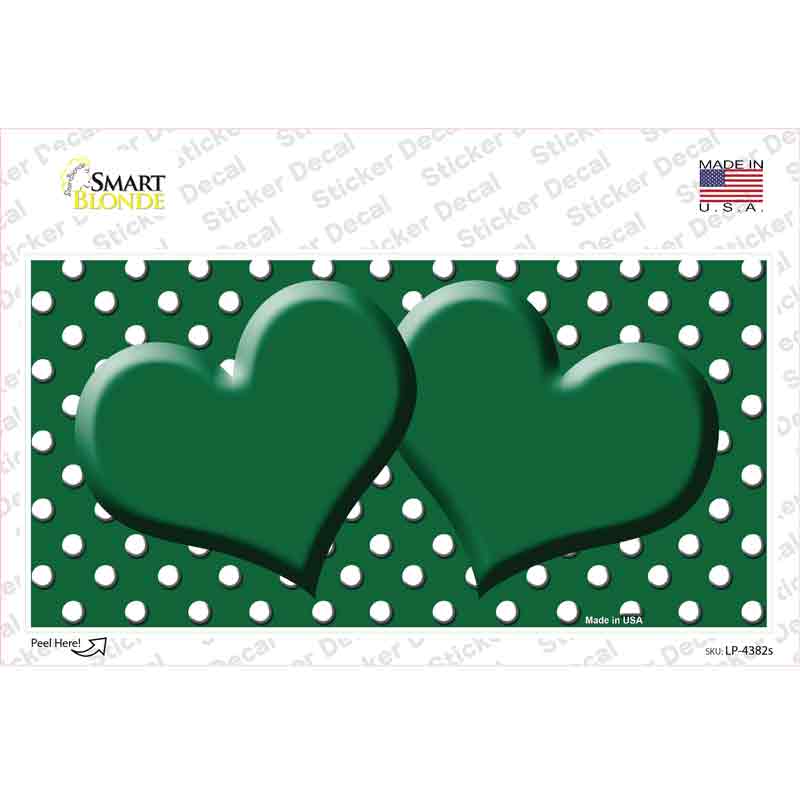 LP-4382s-M Green White Polka Dot Center Hearts Novelty Sticker Decal, Medium