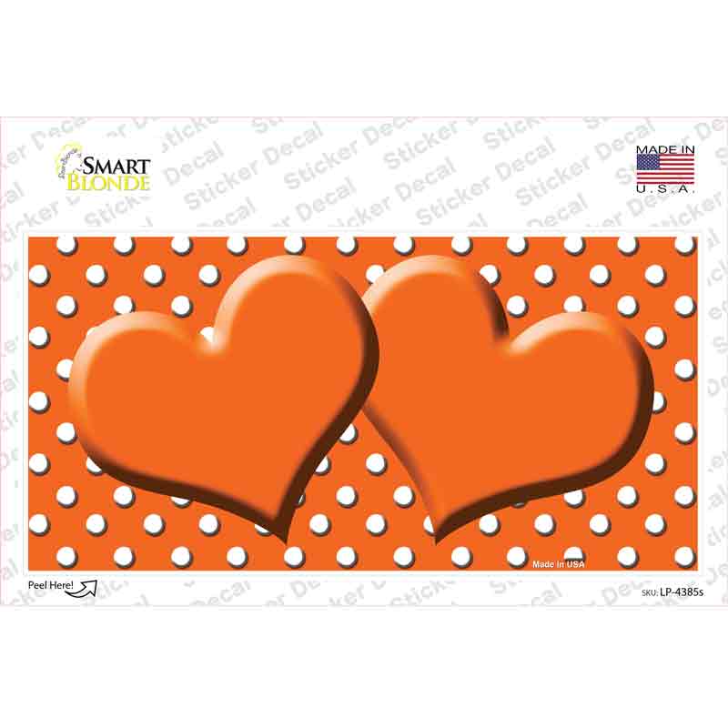 LP-4385s-M Orange White Polka Dot Center Hearts Novelty Sticker Decal, Medium