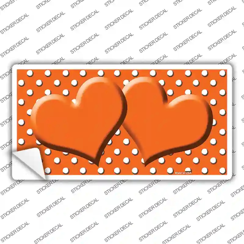 LP-4385s-XL Orange White Polka Dot Center Hearts Novelty Sticker Decal, Extra Large