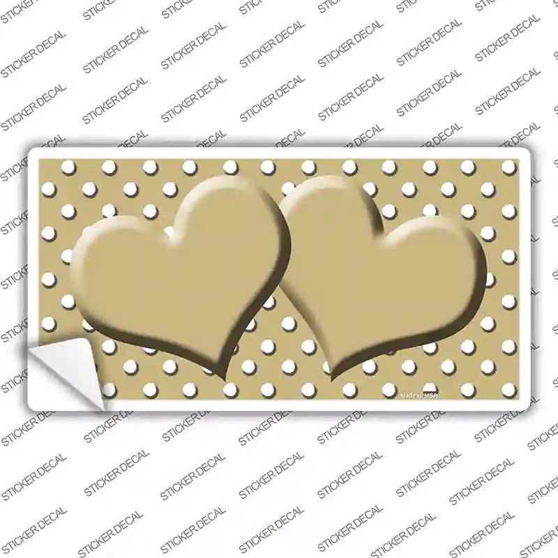 LP-4393s-XL Gold White Polka Dot Center Hearts Novelty Sticker Decal, Extra Large