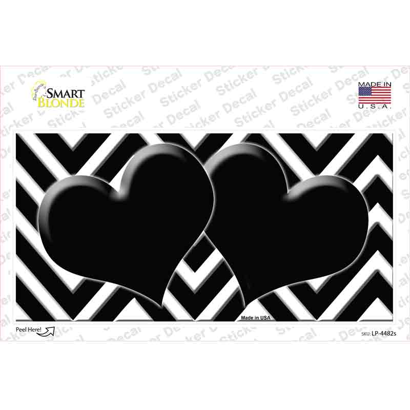 LP-4482s-M Black White Chevron Center Hearts Novelty Sticker Decal, Medium