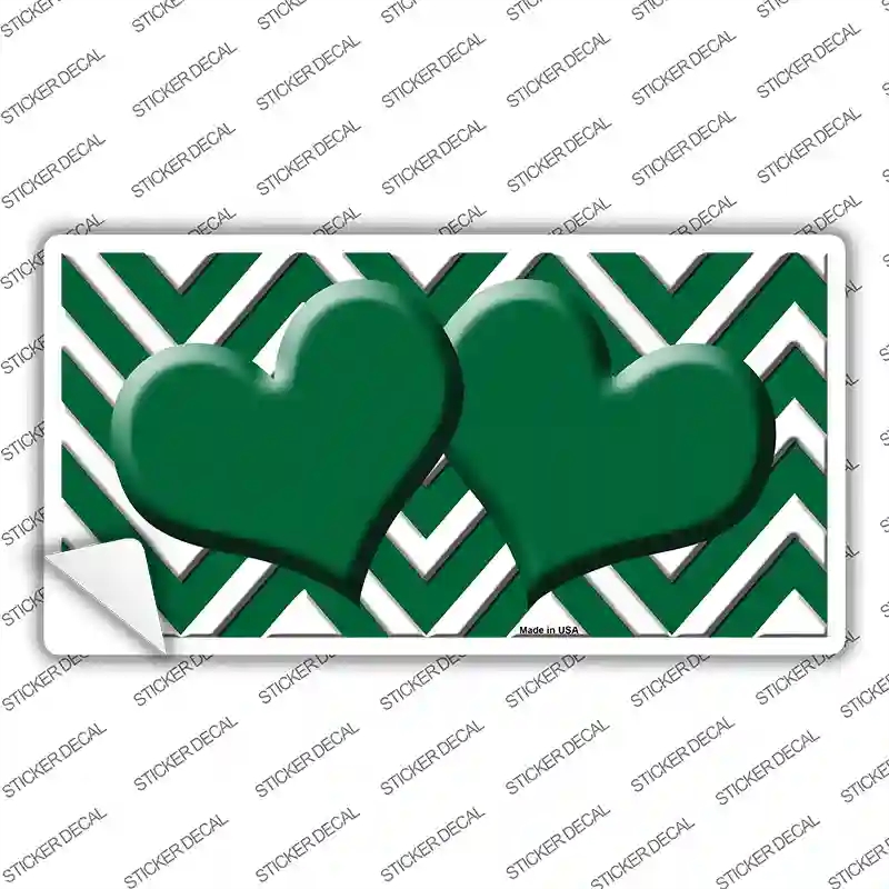 LP-4484s-S Green Chevron Hearts Novelty Sticker Decal, Small