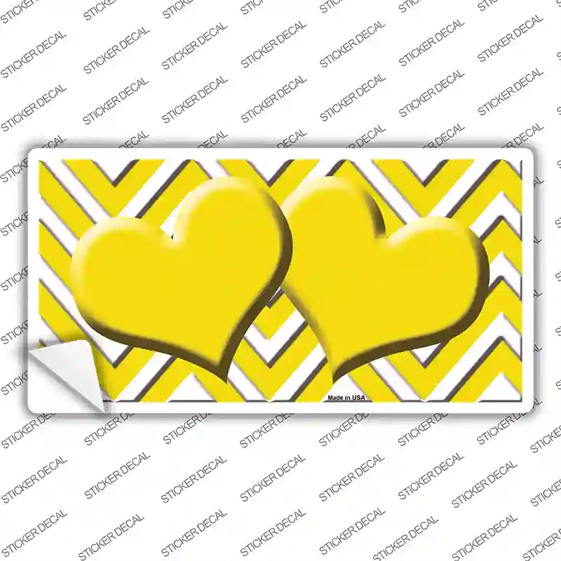 LP-4486s-S Yellow Chevron Hearts Novelty Sticker Decal, Small
