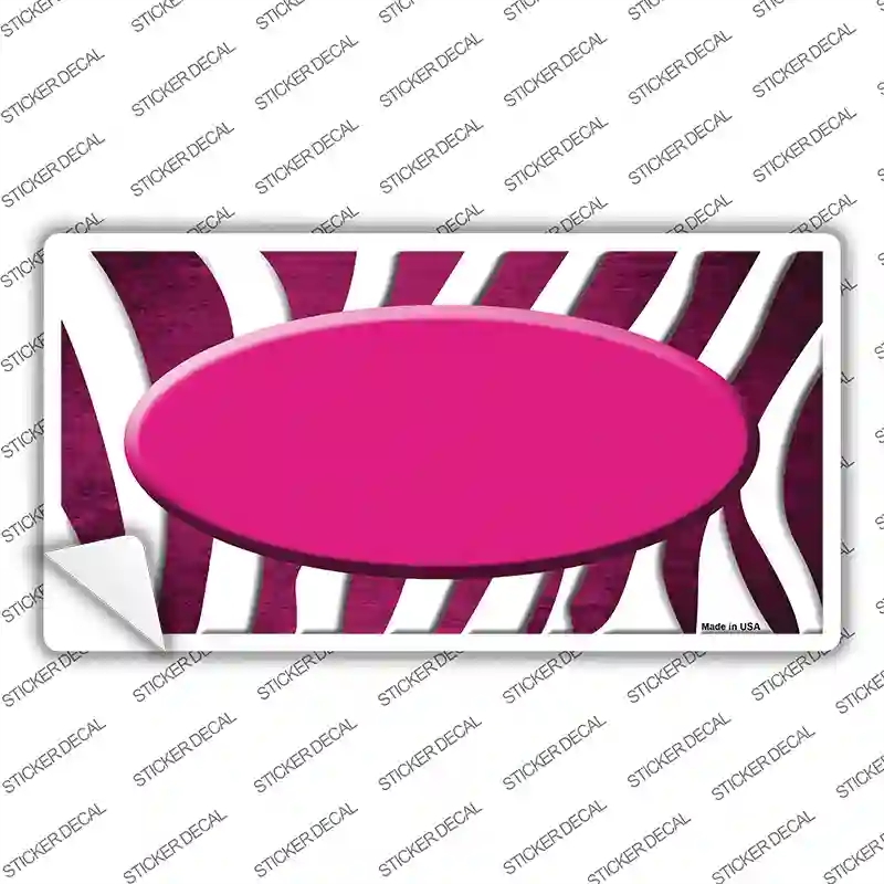 LP-6936s-S Pink White Zebra Oval Oil Rubbed Novelty Sticker Decal, Small