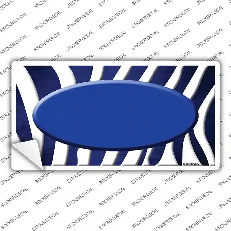 LP-6939s-S Blue White Zebra Oval Oil Rubbed Novelty Sticker Decal, Small