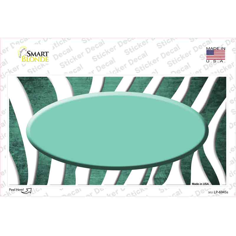 LP-6945s-M Mint White Zebra Oval Oil Rubbed Novelty Sticker Decal, Medium
